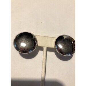 Vintage Coro Silvertone 1” Round Button Earrings Screw Back Signed